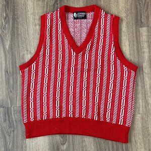 Vintage Leonardo Strassi 60s 70s Red Sweater Vest Sz L